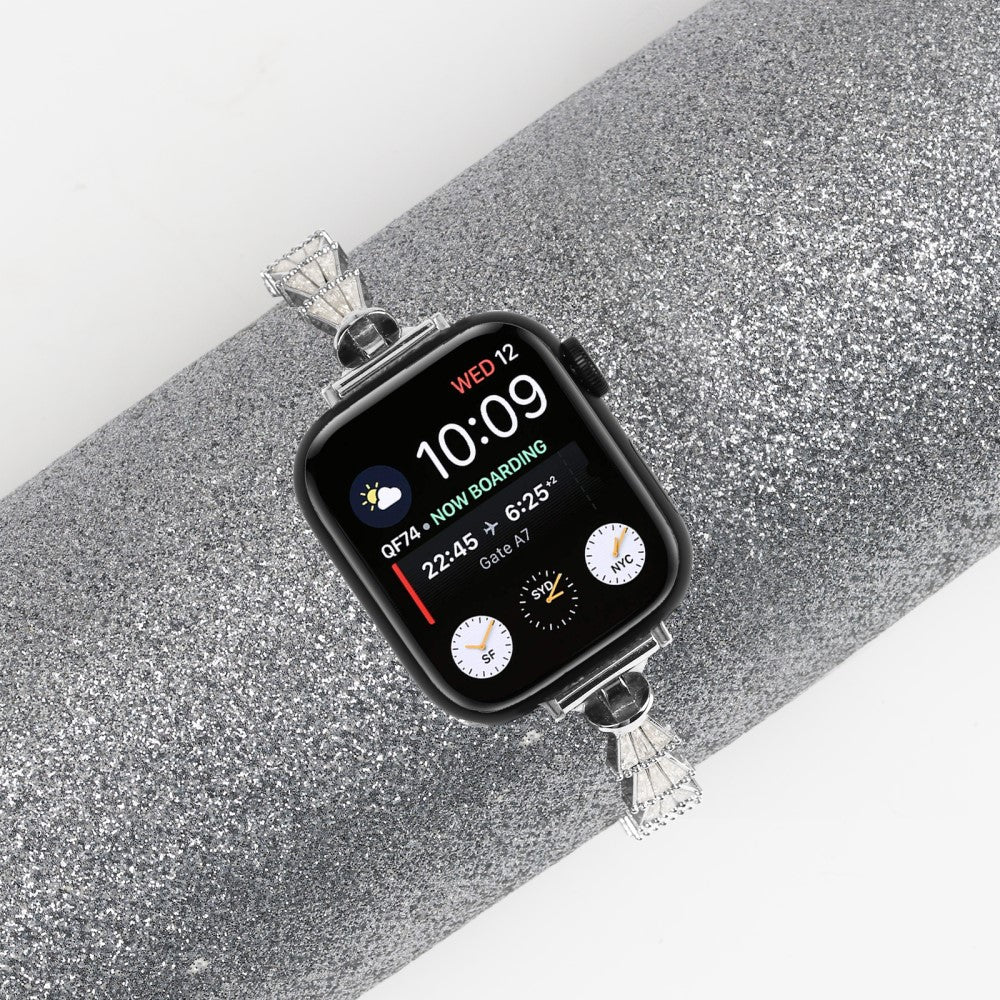 Vildt Godt Metal Og Rhinsten Universal Rem passer til Apple Smartwatch - Sølv#serie_051