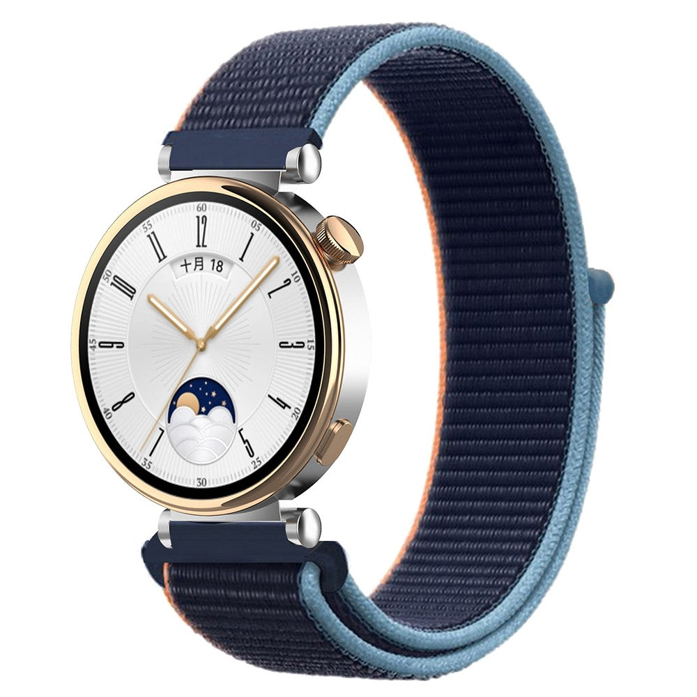 Huawei Watch GT 4 41mm / Garmin Venu 3S Watch Band 18mm Nylon Loop Adjustable Wrist Strap - Dark Navy Blue+Blue#serie_16