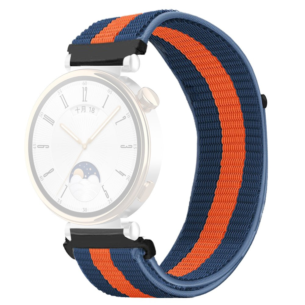 Huawei Watch GT 4 41mm / Garmin Venu 3S Watch Band 18mm Nylon Loop Adjustable Wrist Strap - Blue+Orange+Blue#serie_21