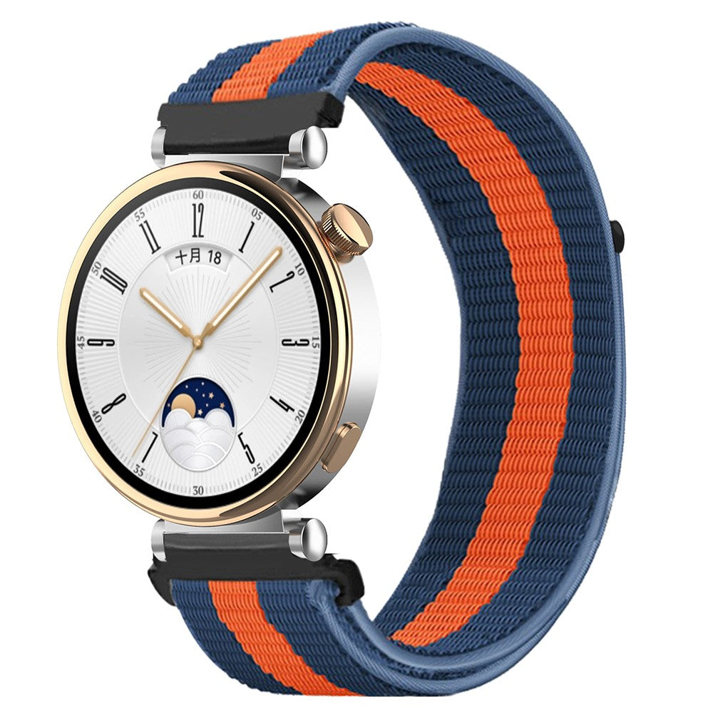 Huawei Watch GT 4 41mm / Garmin Venu 3S Watch Band 18mm Nylon Loop Adjustable Wrist Strap - Blue+Orange+Blue#serie_21