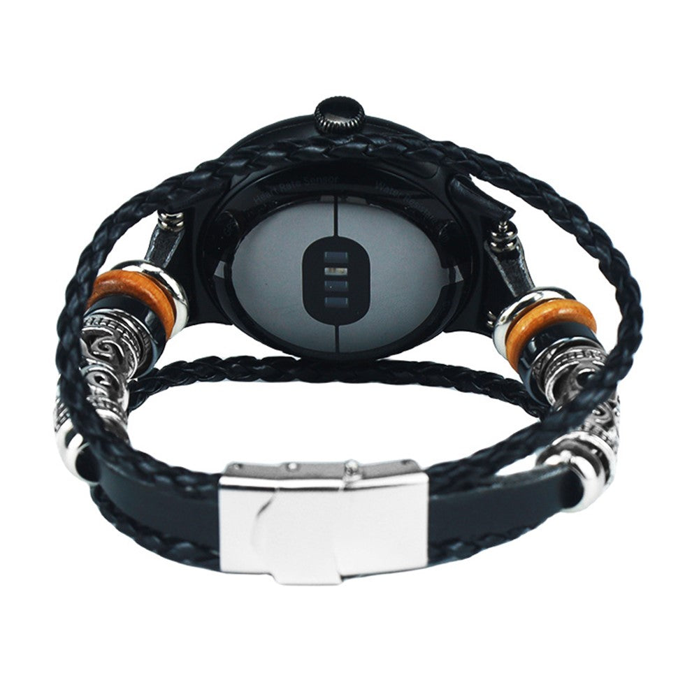 Google Pixel Watch / Pixel Watch 2 DIY Braided Leather Watch Strap Beads - Black#serie_1