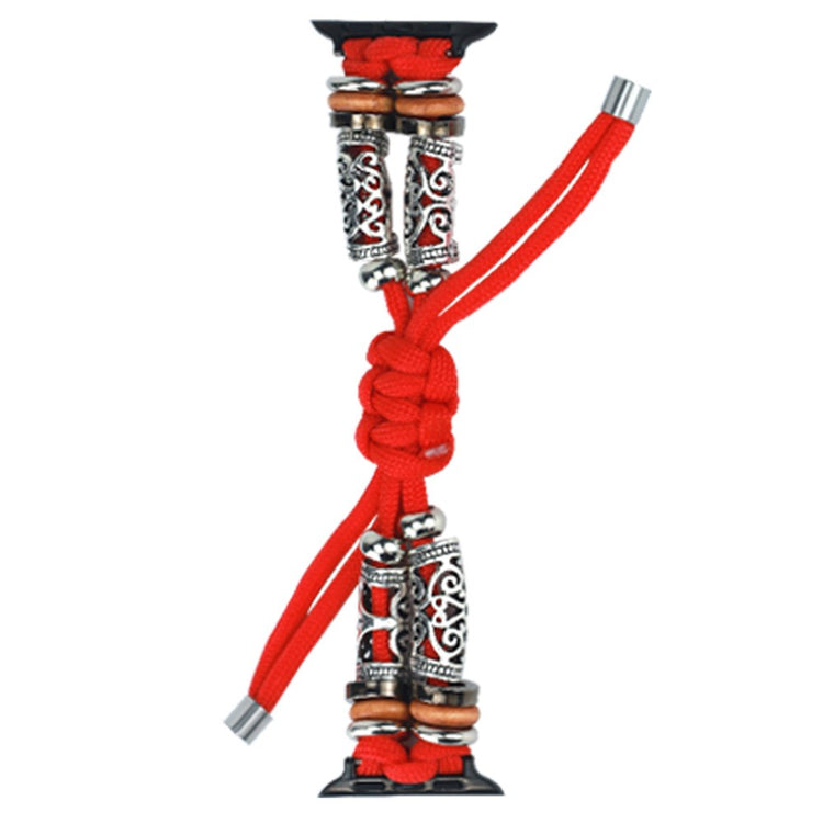 Apple Watch 49mm / 45mm / 44mm / 42mm Watch Strap Bead Braided Rope - Black Orange Camo#serie_3