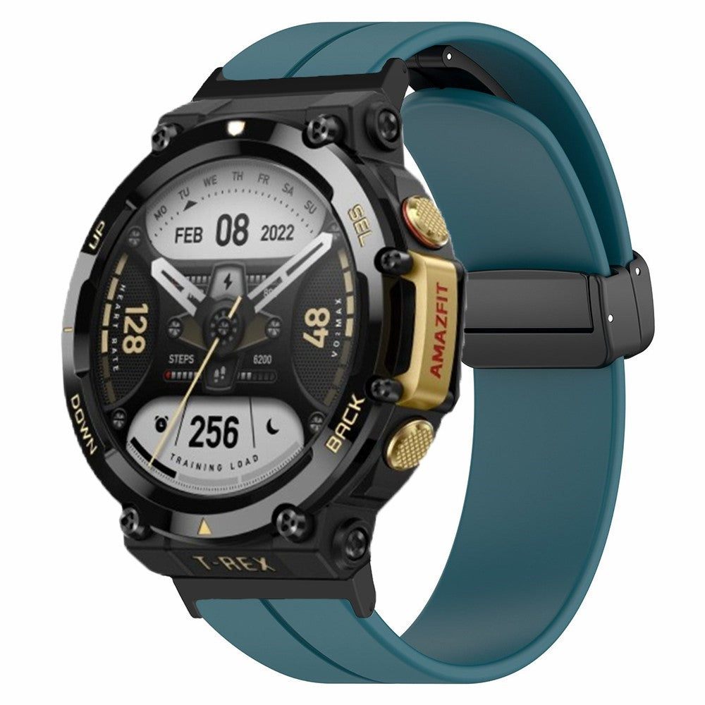 Huami Amazfit T-Rex 2 Silicone Watch Band Magnetic Folding Buckle Wrist Strap - Rock Cyan#serie_12