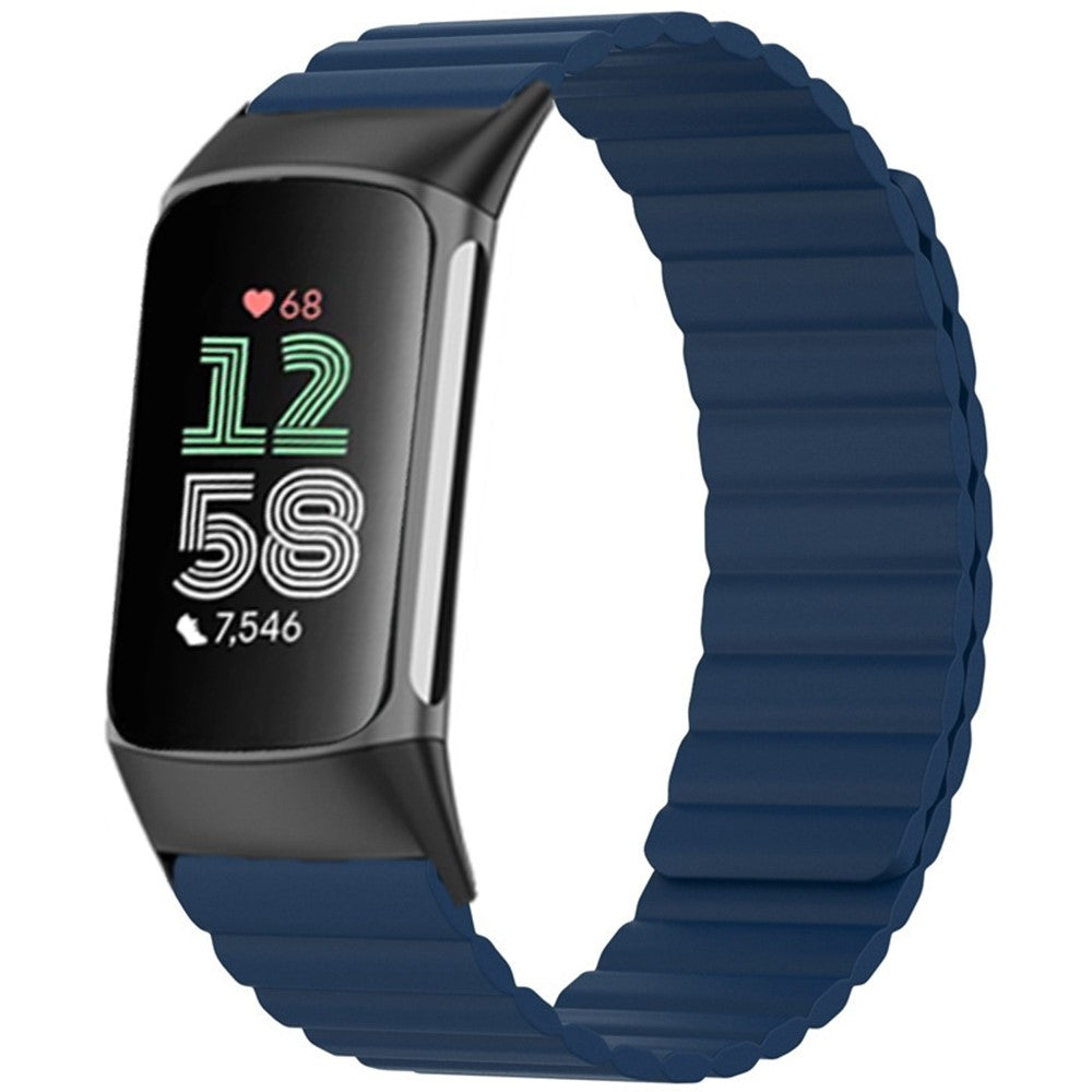 Fitbit Charge 6 / 5 Magnetic Watch Band Silicone Adjustable Wriststrap - Midnight Blue#serie_8