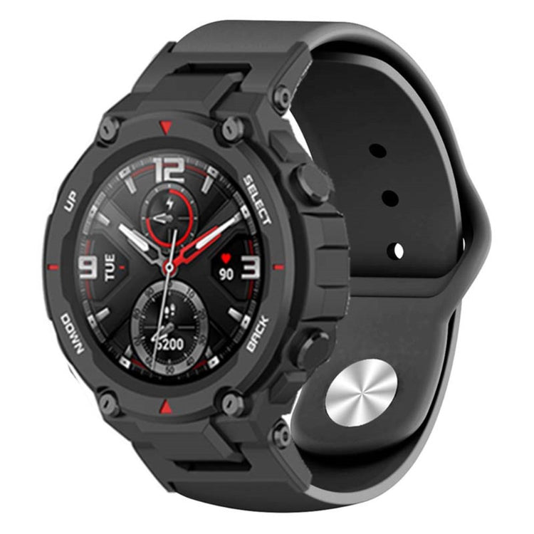 Huami Amazfit T-Rex / T-Rex Pro Silicone Watch Strap Alloy Buckle Replacement Watch Band - Black#serie_6