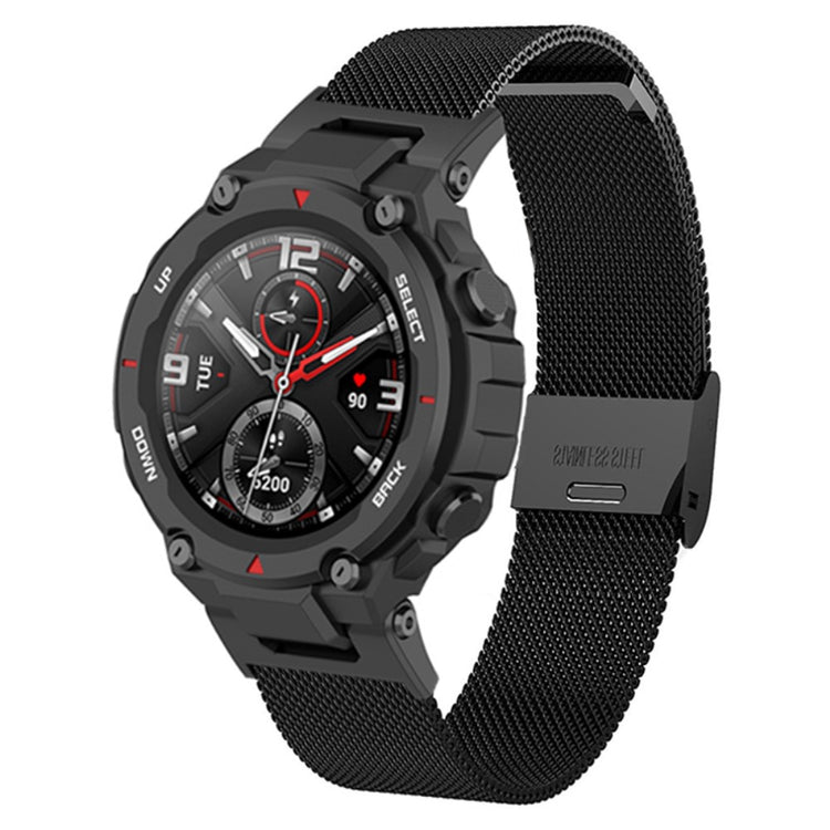 Huami Amazfit T-Rex / T-Rex Pro Metal Milanese Watch Strap Quick Release Watch Band with Buckle - Black#serie_1