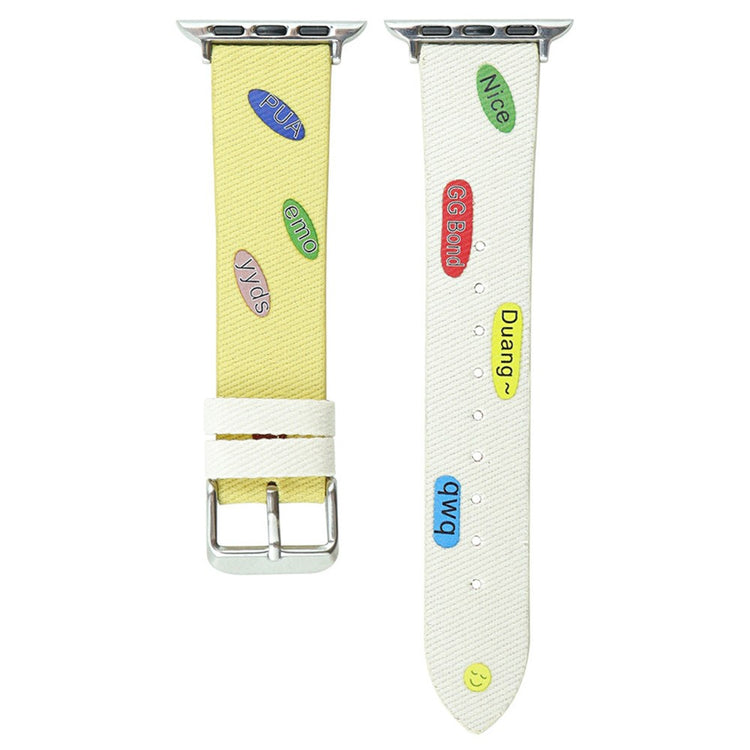 Apple Watch Series 9 45mm / Ultra 2 cute words nylon strap - Yellow / White#serie_6