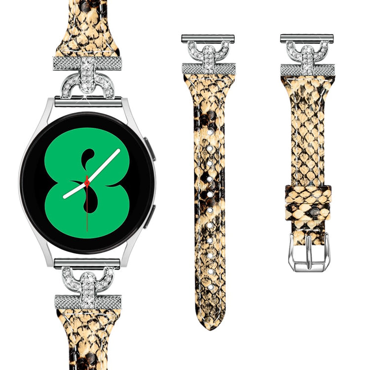 Fed Ægte Læder Og Rhinsten Universal Rem passer til Samsung Smartwatch - Brun#serie_1