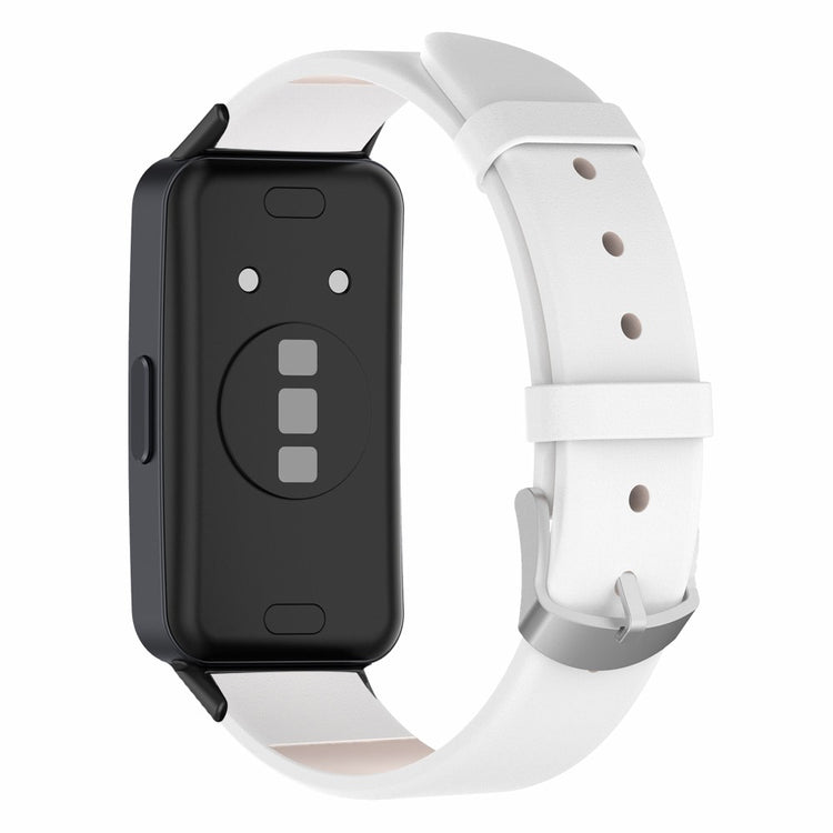 Glimrende Ægte Læder Rem passer til Huawei Band 8 - Hvid#serie_1