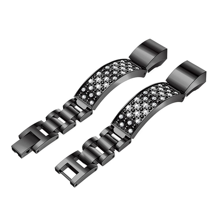 Meget slidstærk Fitbit Alta HR Metal og Rhinsten Rem - Sort#serie_1