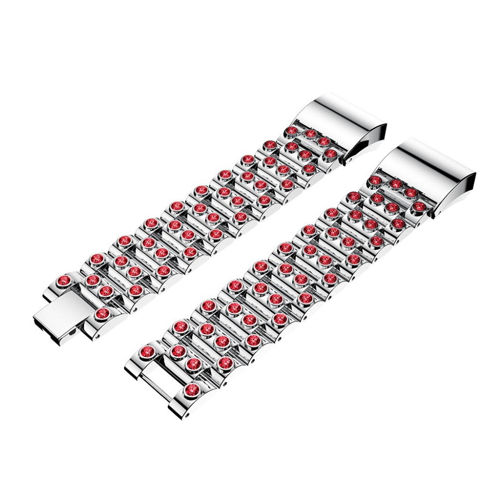 Mega fint Fitbit Charge 2 Metal og Rhinsten Rem - Sølv#serie_1