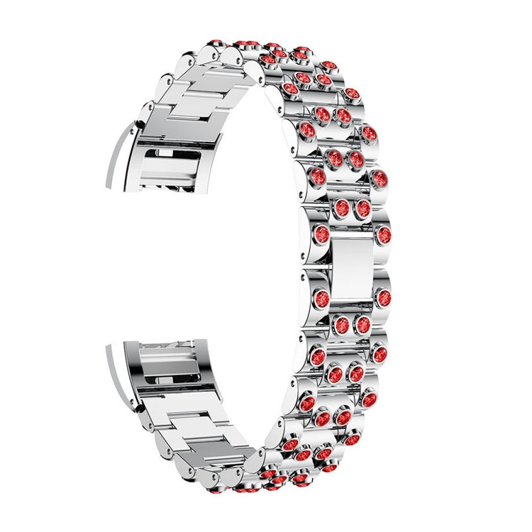 Mega fint Fitbit Charge 2 Metal og Rhinsten Rem - Sølv#serie_1