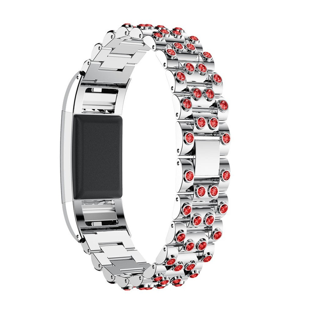 Mega fint Fitbit Charge 2 Metal og Rhinsten Rem - Sølv#serie_1