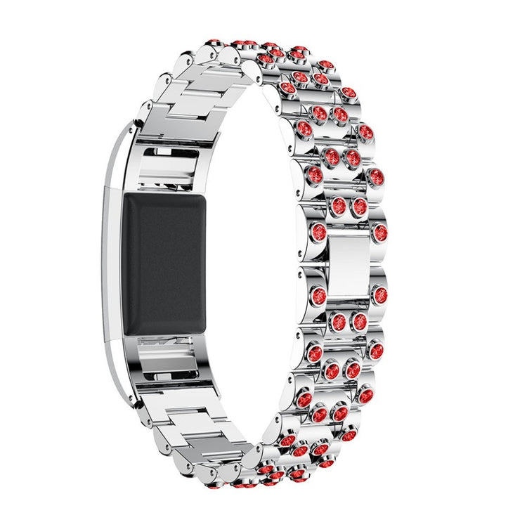 Mega fint Fitbit Charge 2 Metal og Rhinsten Rem - Sølv#serie_1