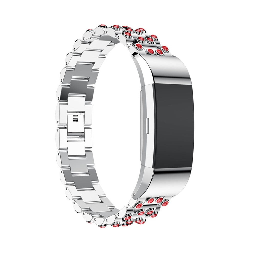 Mega fint Fitbit Charge 2 Metal og Rhinsten Rem - Sølv#serie_1