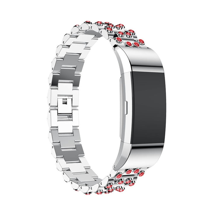 Mega fint Fitbit Charge 2 Metal og Rhinsten Rem - Sølv#serie_1