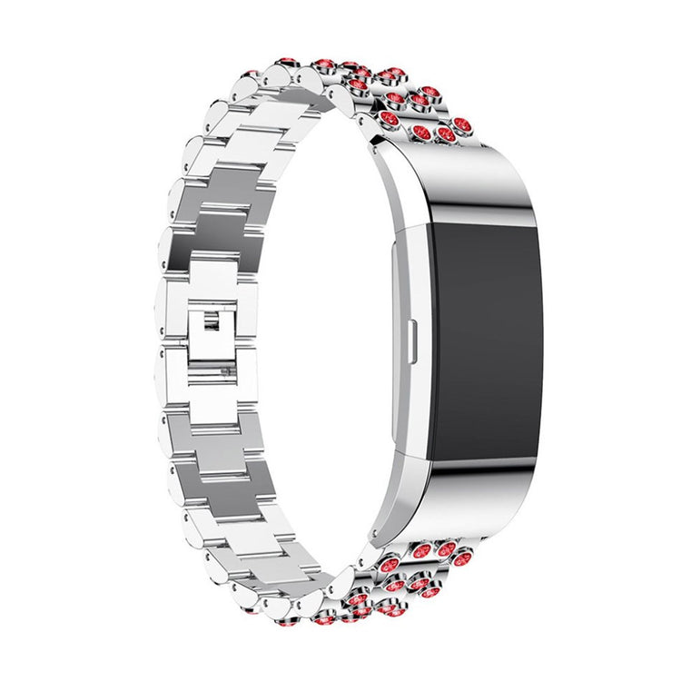 Mega fint Fitbit Charge 2 Metal og Rhinsten Rem - Sølv#serie_1
