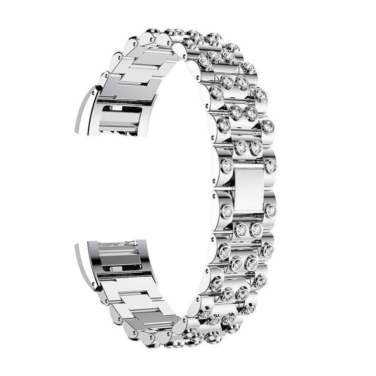 Mega fint Fitbit Charge 2 Metal og Rhinsten Rem - Sølv#serie_2