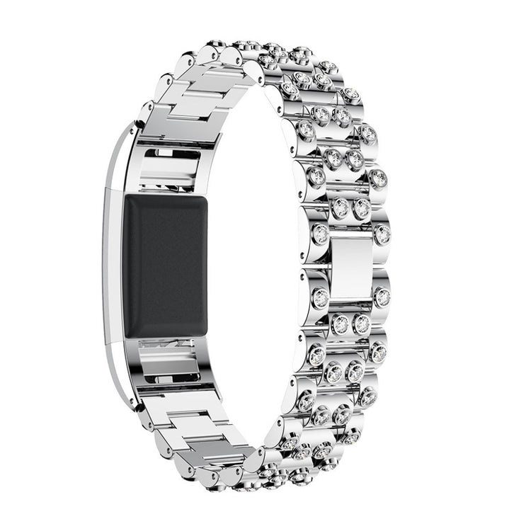 Mega fint Fitbit Charge 2 Metal og Rhinsten Rem - Sølv#serie_2