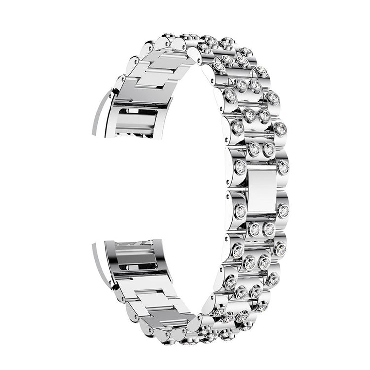 Mega fint Fitbit Charge 2 Metal og Rhinsten Rem - Sølv#serie_2