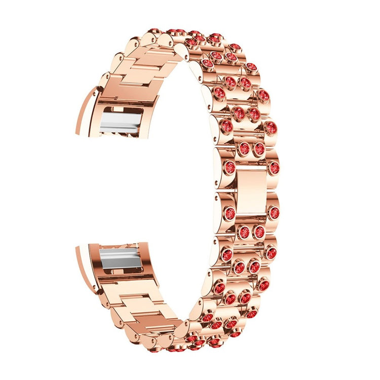 Mega fint Fitbit Charge 2 Metal og Rhinsten Rem - Pink#serie_3