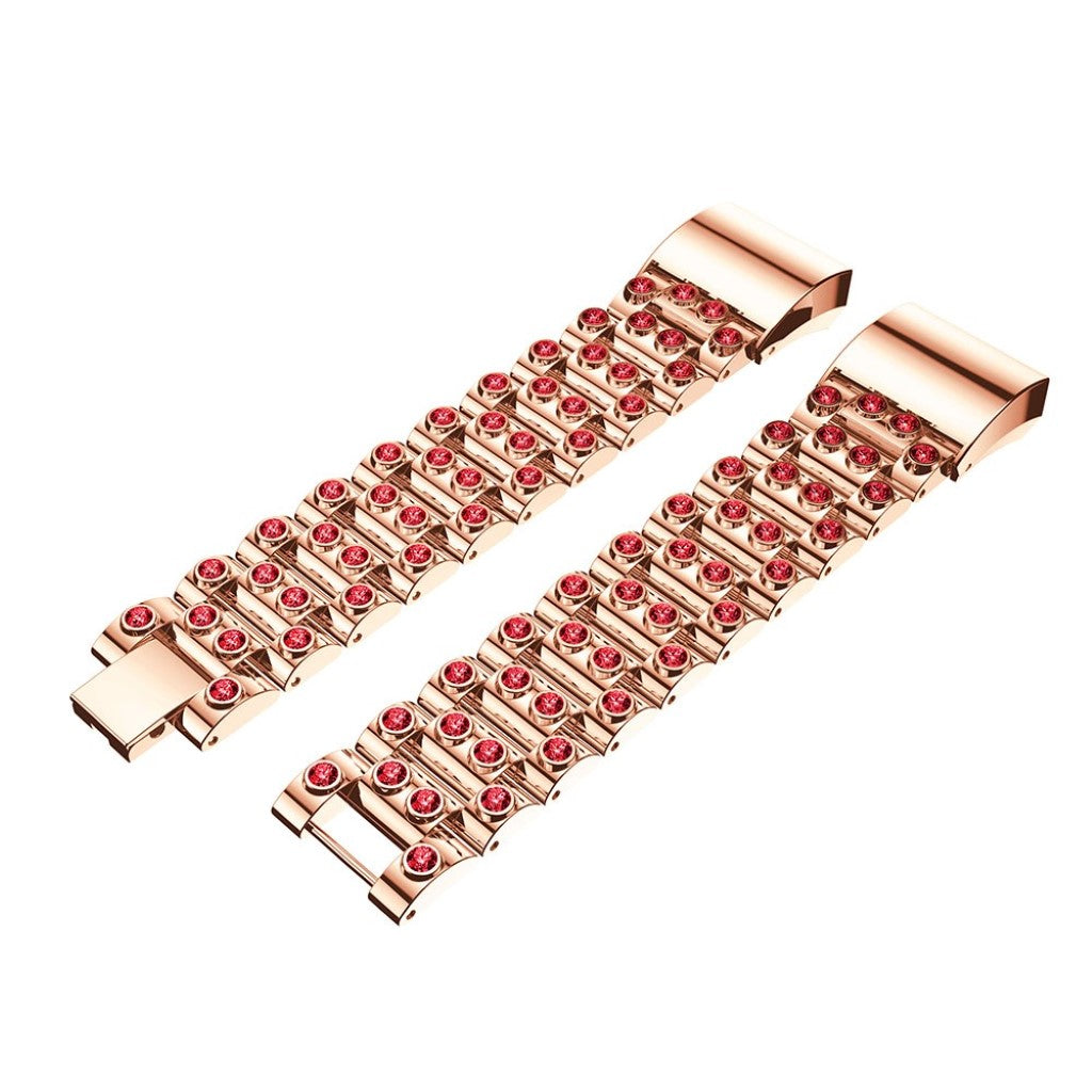 Mega fint Fitbit Charge 2 Metal og Rhinsten Rem - Pink#serie_3