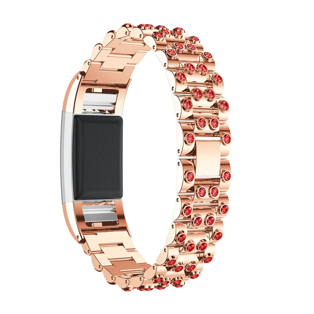 Mega fint Fitbit Charge 2 Metal og Rhinsten Rem - Pink#serie_3