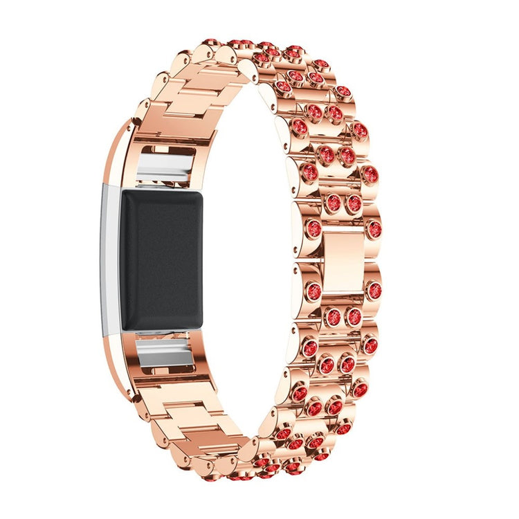 Mega fint Fitbit Charge 2 Metal og Rhinsten Rem - Pink#serie_3