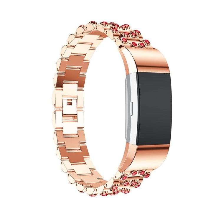Mega fint Fitbit Charge 2 Metal og Rhinsten Rem - Pink#serie_3