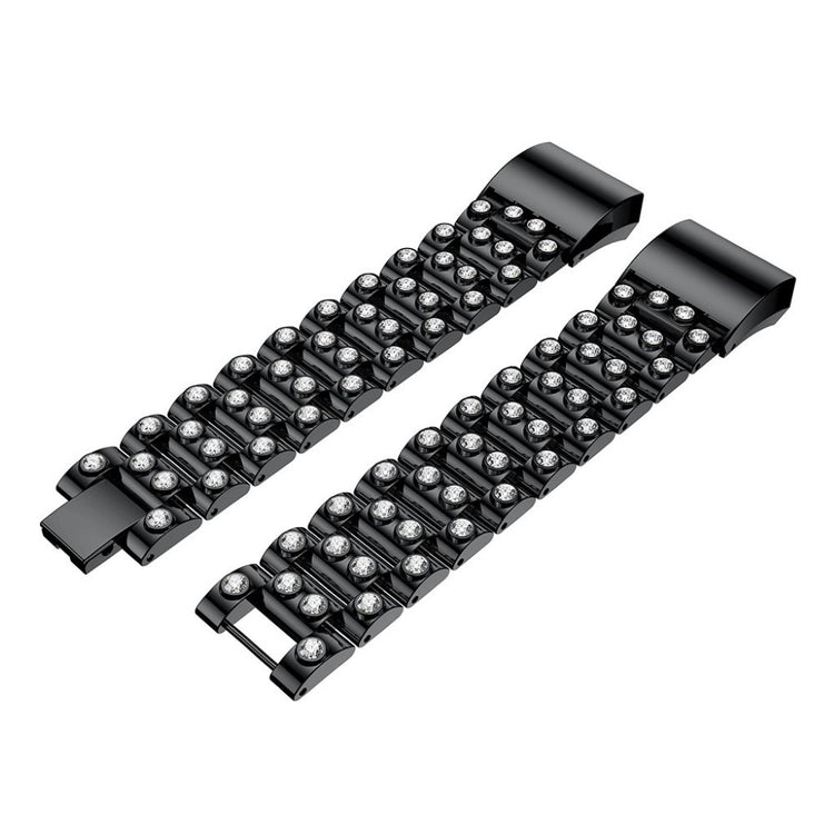 Mega fint Fitbit Charge 2 Metal og Rhinsten Rem - Sort#serie_6