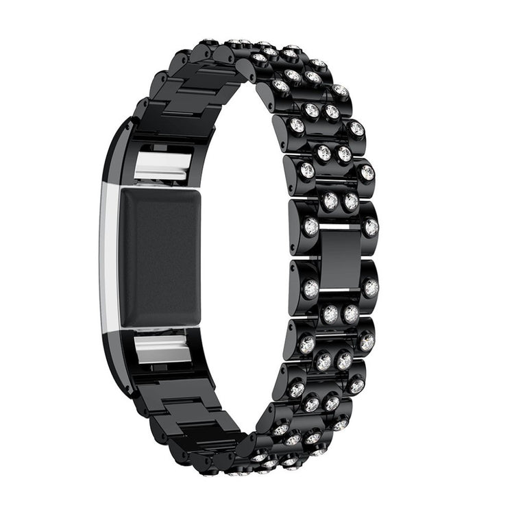 Mega fint Fitbit Charge 2 Metal og Rhinsten Rem - Sort#serie_6