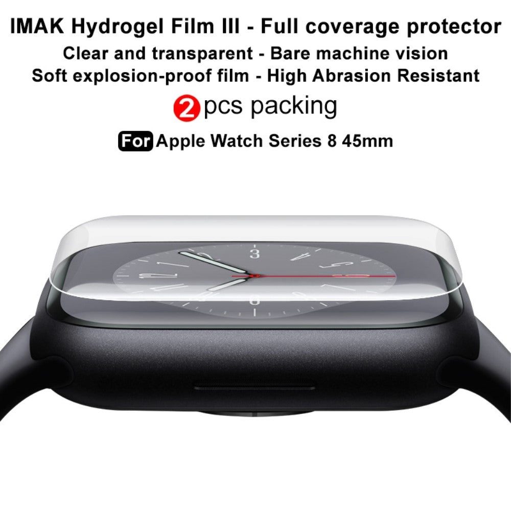 2stk Apple Watch Series 8 (45mm) / Apple Watch Series 7 45mm Silikone Skærmbeskytter - Gennemsigtig#serie_611