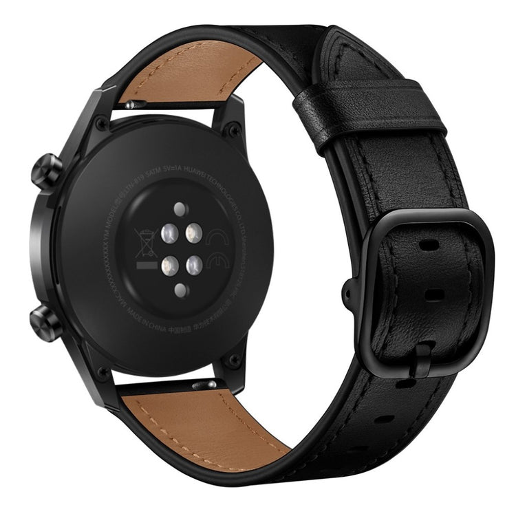 Samsung Galaxy Watch 3 (45mm) / Samsung Galaxy Watch (46mm) Ægte læder Rem - Sort#serie_1