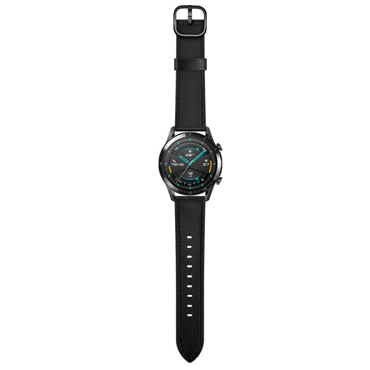 Samsung Galaxy Watch 3 (45mm) / Samsung Galaxy Watch (46mm) Ægte læder Rem - Sort#serie_1