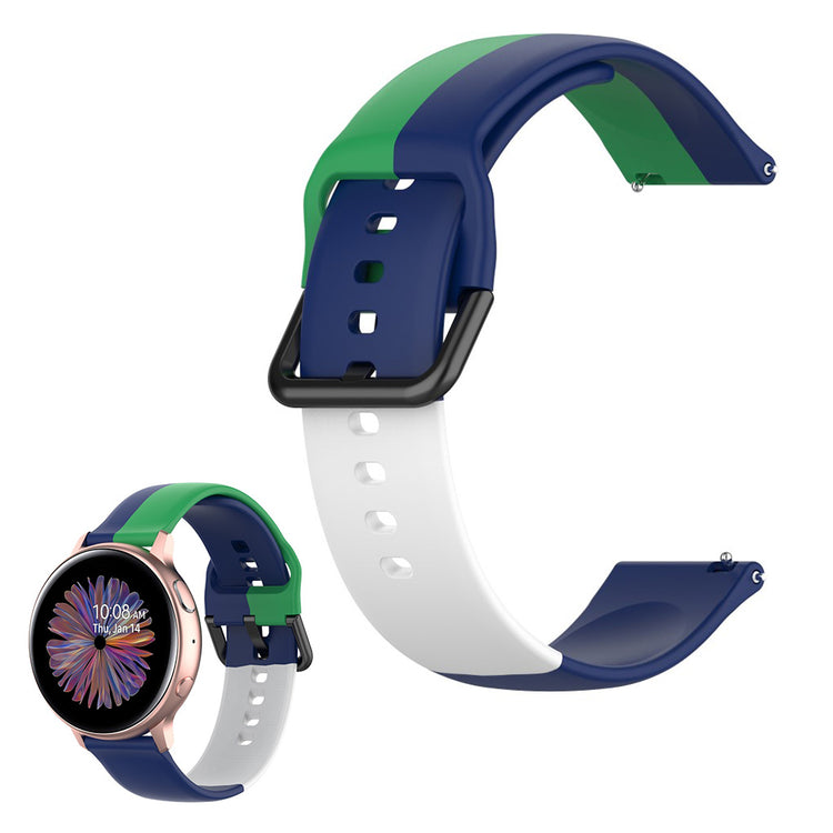 Universal triple color silicone watch band - Blue / Green / White#serie_10