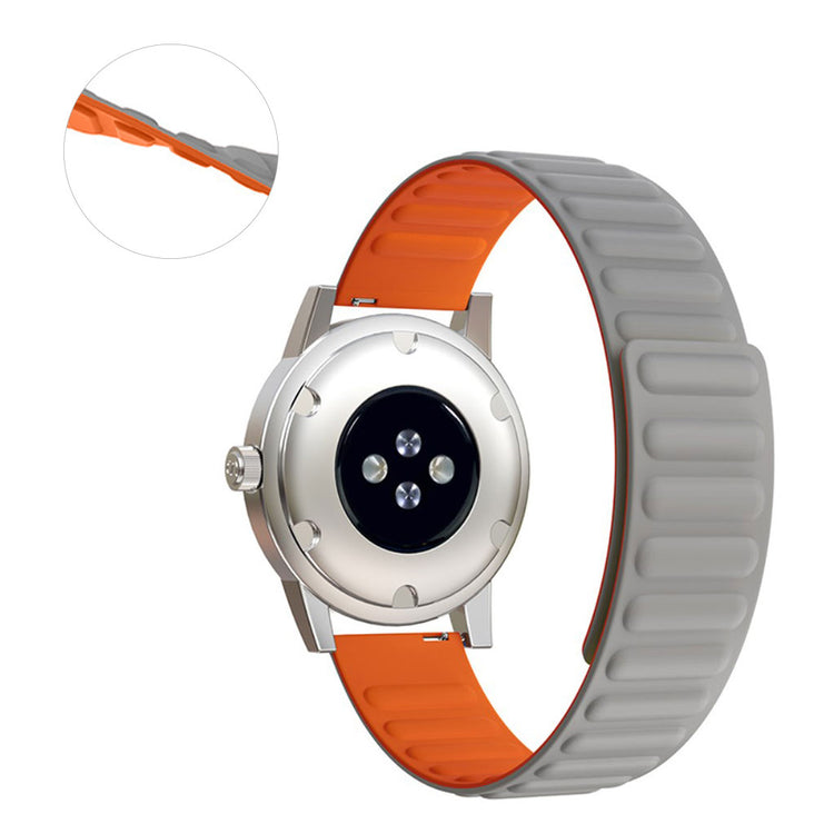 20mm Universal flexible silicone watch strap - Grey / Orange#serie_7