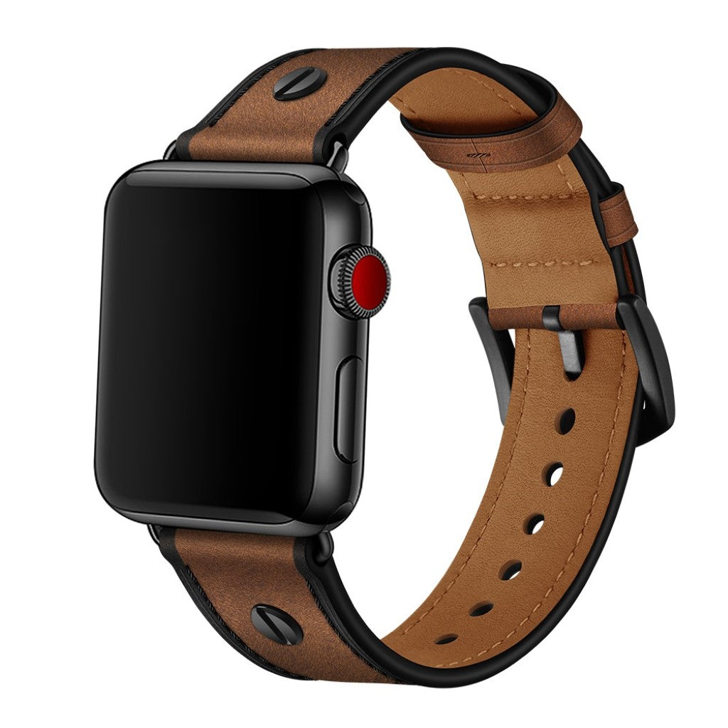 Apple Watch Series 5 40mm / Apple Watch 40mm Ægte læder Rem - Brun#serie_3