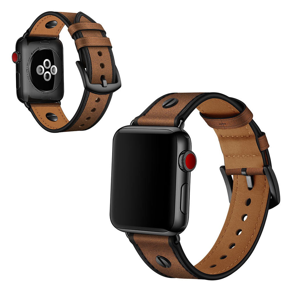Apple Watch Series 5 40mm / Apple Watch 40mm Ægte læder Rem - Brun#serie_3