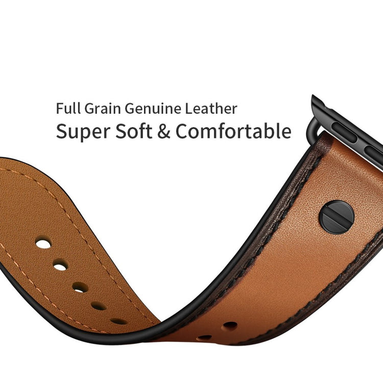 Apple Watch Series 5 40mm / Apple Watch 40mm Ægte læder Rem - Brun#serie_4