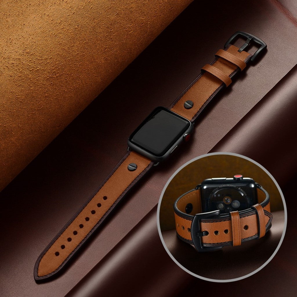 Apple Watch Series 5 40mm / Apple Watch 40mm Ægte læder Rem - Brun#serie_4
