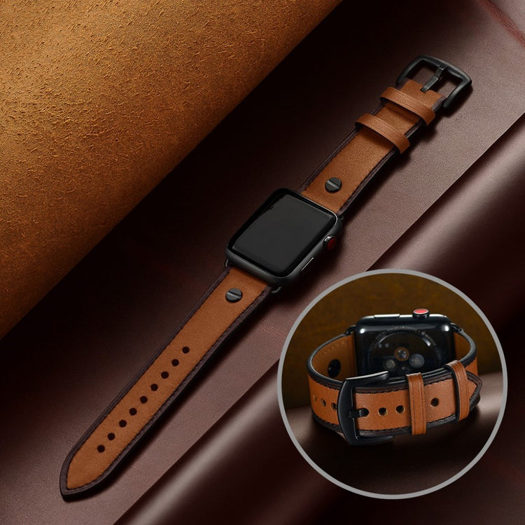 Apple Watch Series 5 40mm / Apple Watch 40mm Ægte læder Rem - Brun#serie_4