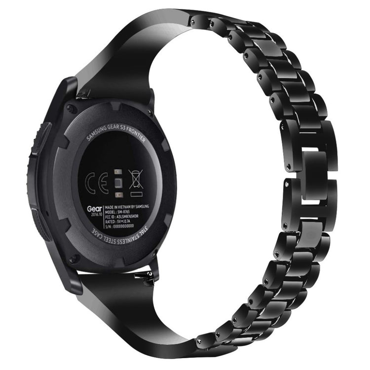 Samsung Gear S3 Frontier / Samsung Galaxy Watch (46mm) Metal og Rhinsten Rem - Sort#serie_1