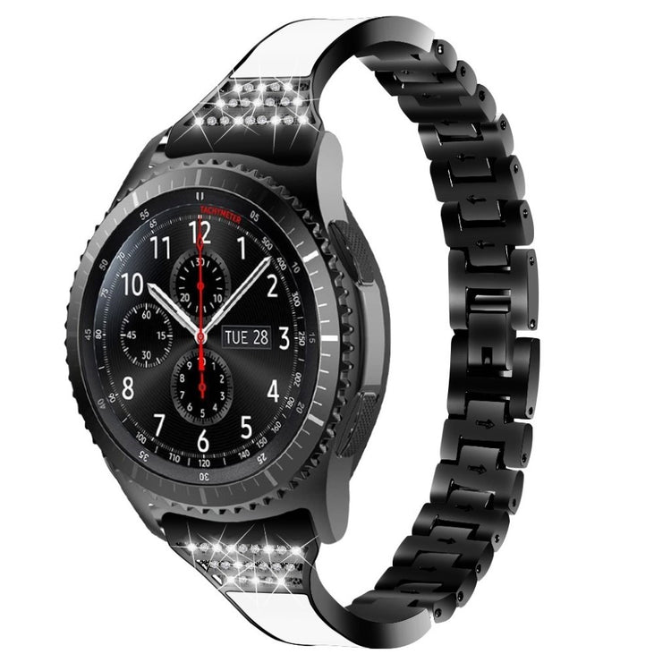 Samsung Gear S3 Frontier / Samsung Galaxy Watch (46mm) Metal og Rhinsten Rem - Sort#serie_1