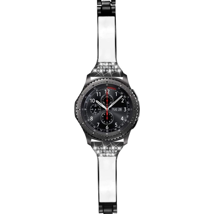 Samsung Gear S3 Frontier / Samsung Galaxy Watch (46mm) Metal og Rhinsten Rem - Sort#serie_1