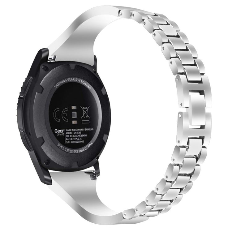 Samsung Gear S3 Frontier / Samsung Galaxy Watch (46mm) Metal og Rhinsten Rem - Sølv#serie_3