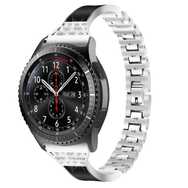 Samsung Gear S3 Frontier / Samsung Galaxy Watch (46mm) Metal og Rhinsten Rem - Sølv#serie_3