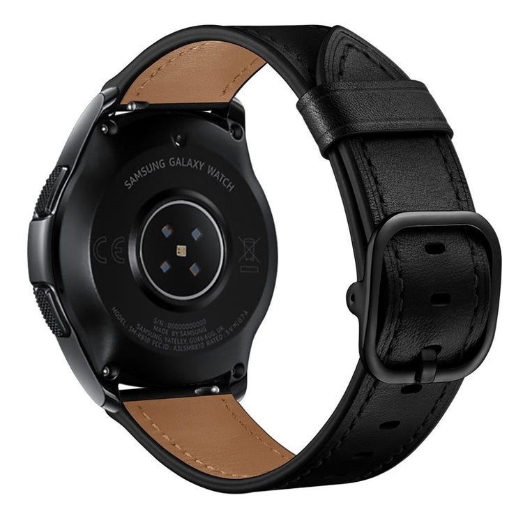 Samsung Galaxy Watch 3 (45mm) / Samsung Galaxy Watch (46mm) Ægte læder Rem - Sort#serie_1