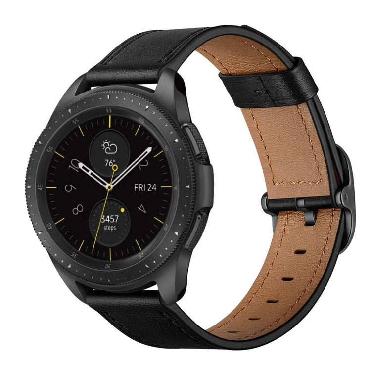 Samsung Galaxy Watch 3 (45mm) / Samsung Galaxy Watch (46mm) Ægte læder Rem - Sort#serie_1