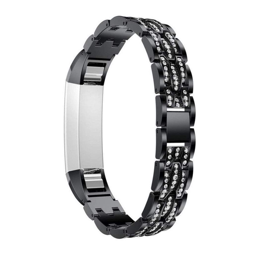 Vildt pænt Fitbit Alta Metal og Rhinsten Rem - Sort#serie_1