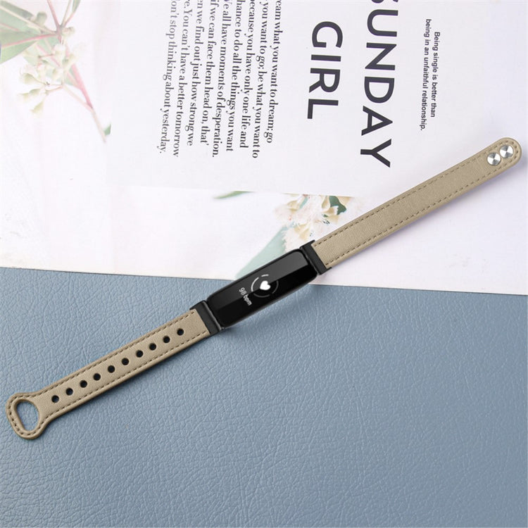 Fantastisk Fitbit Inspire 2 / Fitbit Ace 2 Ægte læder Urrem - Beige#serie_3